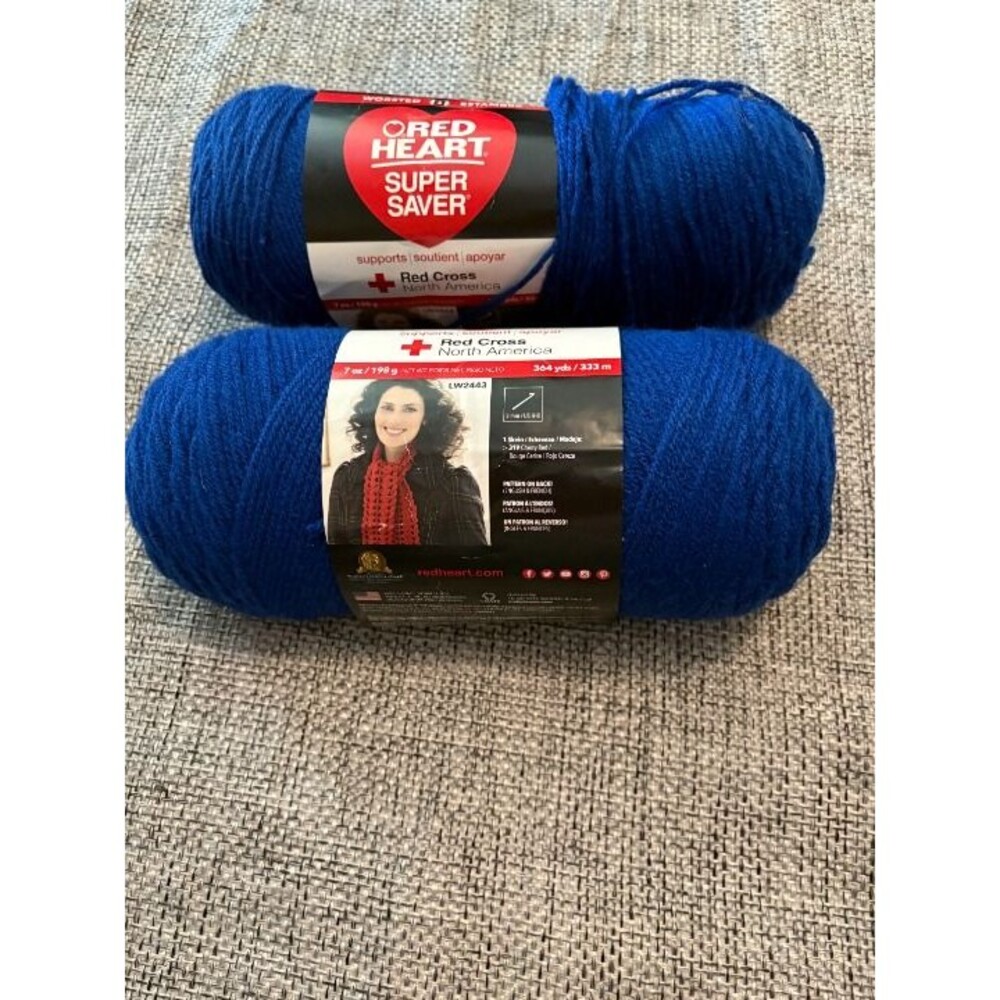 2-Red Heart Super Saver Yarn Royal Blue 7 Oz Skein E300 Acrylic Worsted